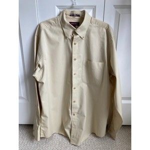 Nordstrom Wrinkle Free Smartcare 100% cotton button down shirt size L Beige.